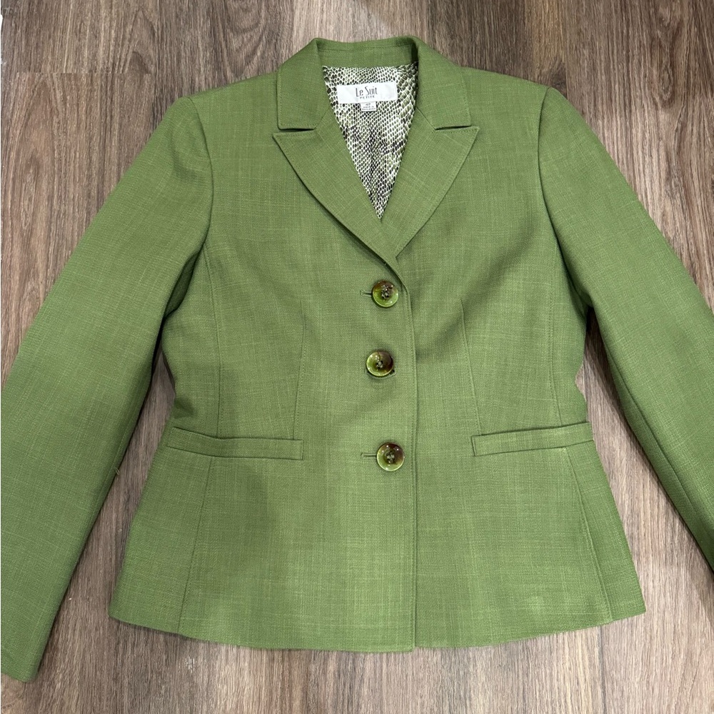 Le Suit Women's Olive Green Blazer